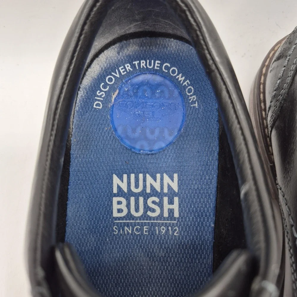 Nunn Bush Shoes Mens Size 10 Black‎ Leather Derby Dress Comfort Gel 81339-001